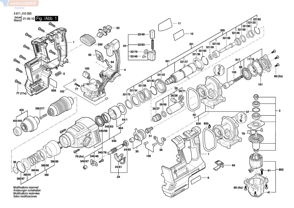 Bosch suwak przełącznika do młota obrotowego GBH 18V-26 F 3611J10000