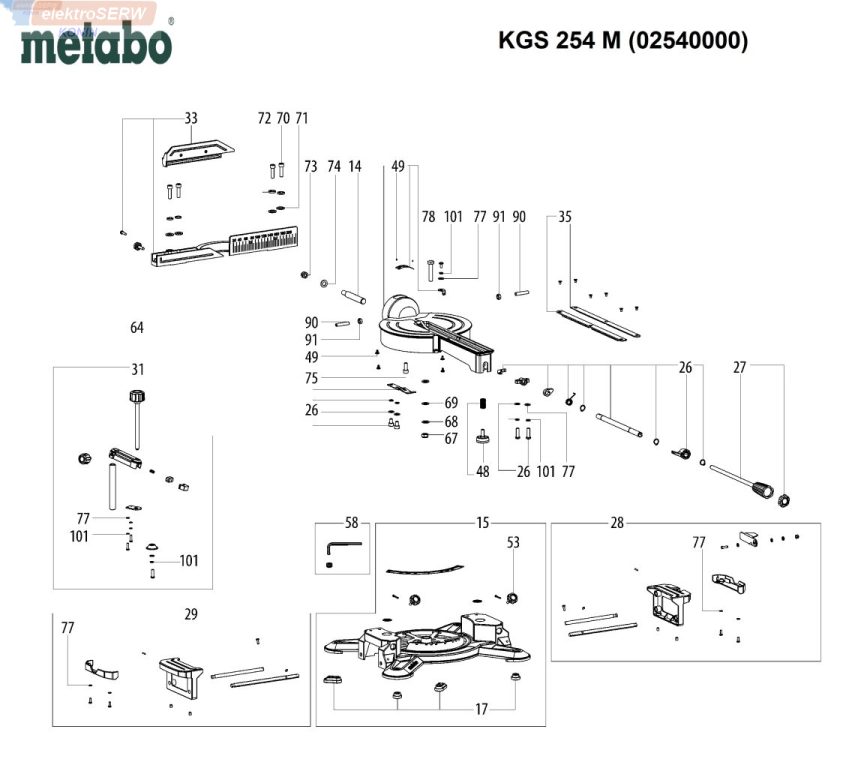 Metabo wirnik wraz z łożyskami do piły ukosowej KGS 254 M