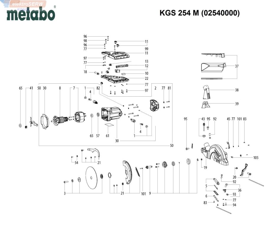 Metabo wirnik wraz z łożyskami do piły ukosowej KGS 254 M