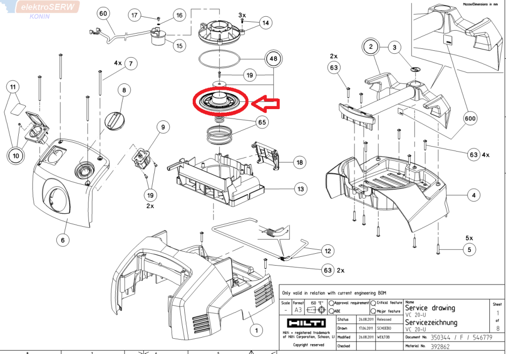 Talerz zaworu do odkurzacza hilti VC20-U