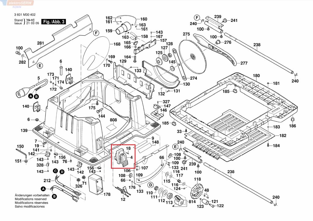 Bosch włącznik / wyłącznik do pilarki stołowej GTS 10 XC