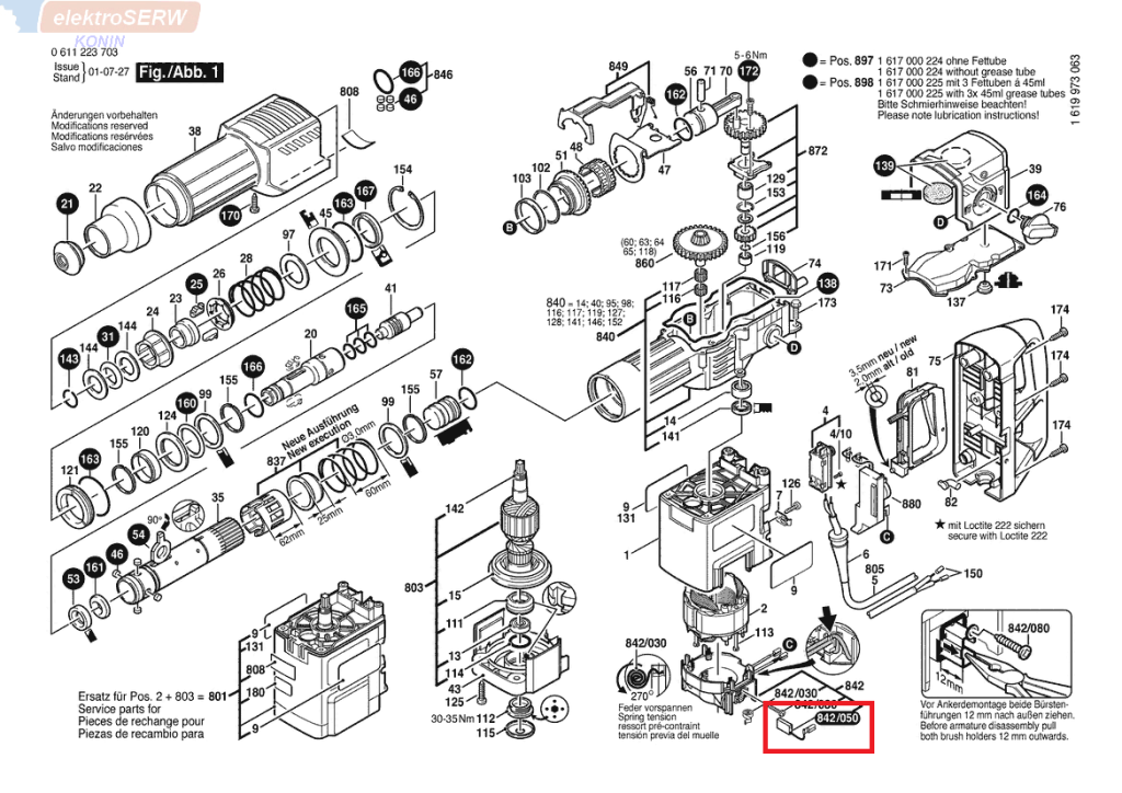 Bosch szczotki węglowe do młota udarowo-obrotowego GBH 10 DCE