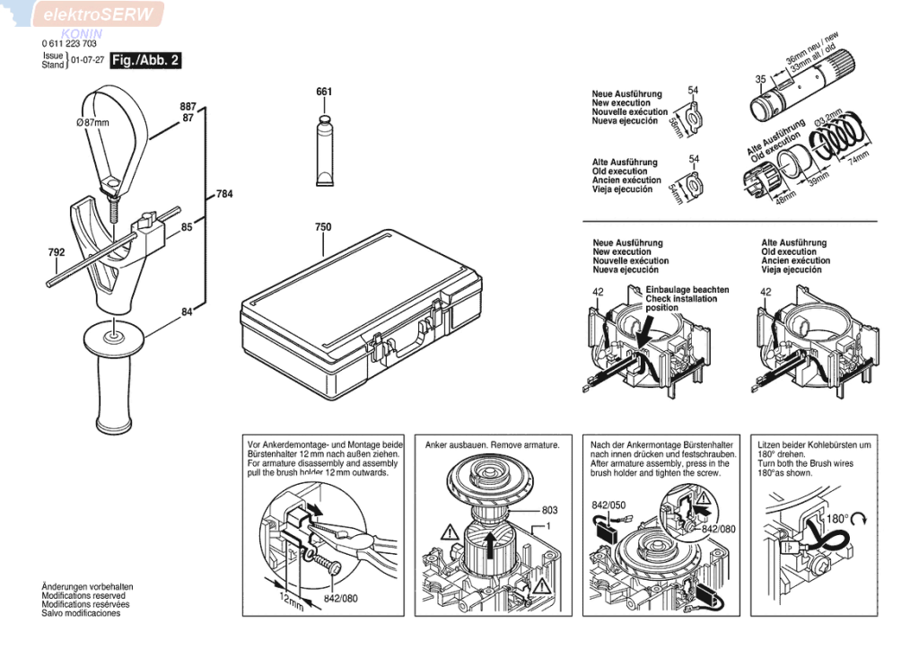 Bosch szczotki węglowe do młota udarowo-obrotowego GBH 10 DCE