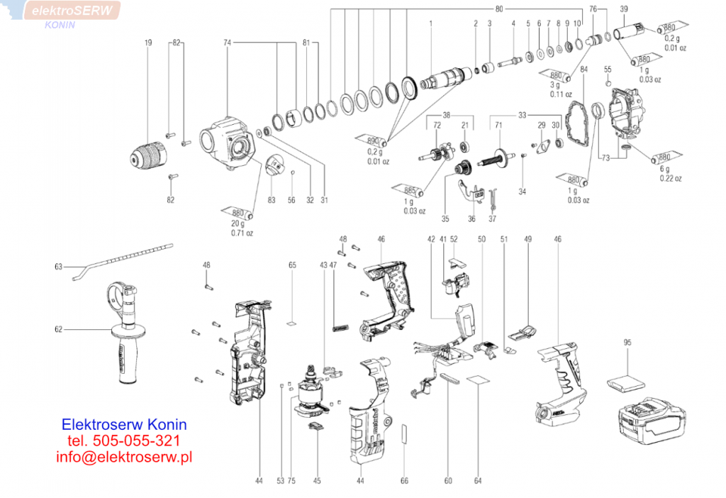 METABO KHA 18 LTX BL 24 QUICK SET ISA MŁOT AKUMULATOROWY schemat