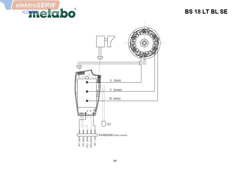 Metabo Wyłącznik elektroniki wiertarki BS 18 LT BL SE 0236700 316065410