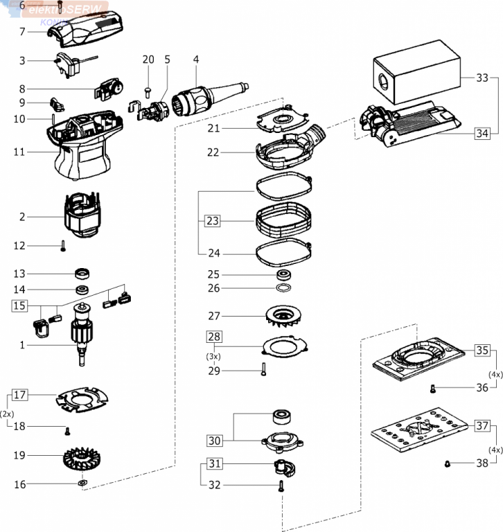 TWORNIK 230 V do szlifierki oscylacyjnej Festool RTS400Q 493923