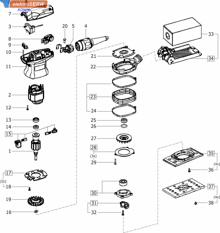 SZCZOTKOTRZYMACZ (PAIR) 230V do szlifierki oscylacyjnej Festool RTS400Q 490714