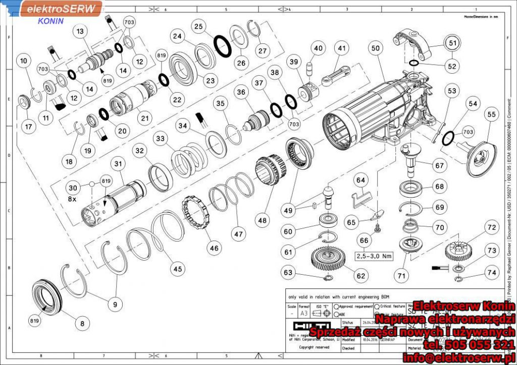 Przekładnia zębata Z33 Hilti Młotowiertarka SDS Plus TE 7-C 349985 240872