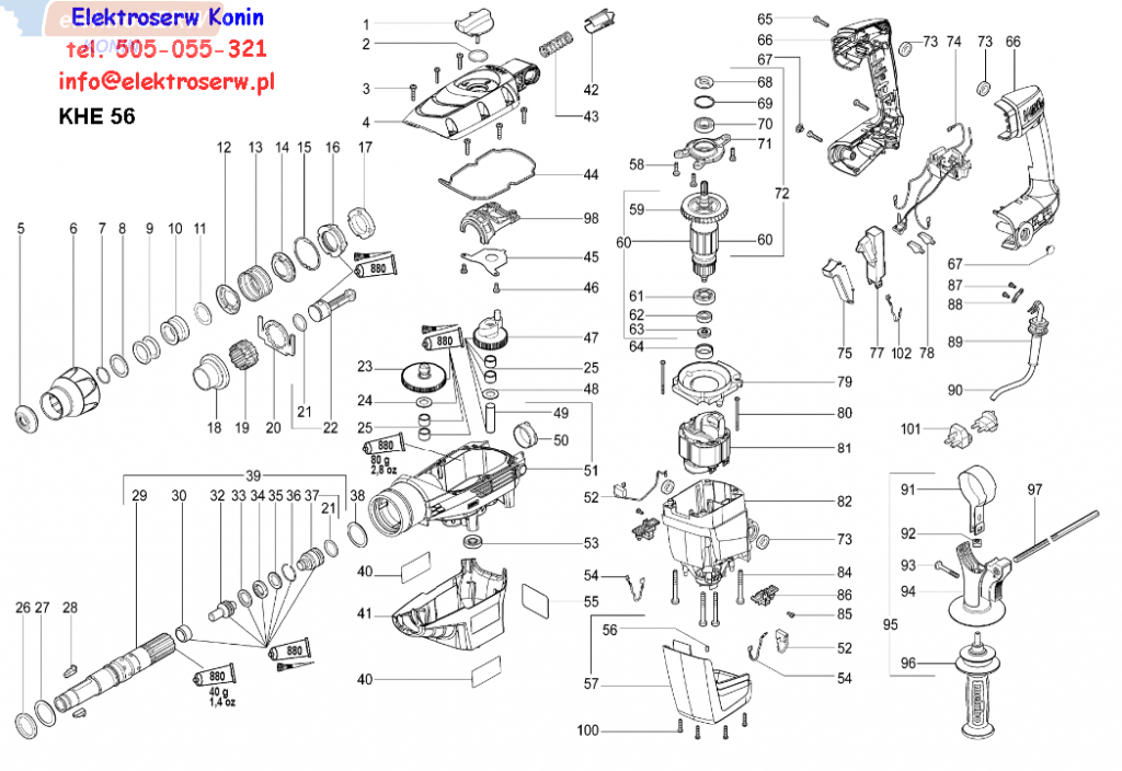 Metabo wirnik do młota KHE56 MHE 56 310009310