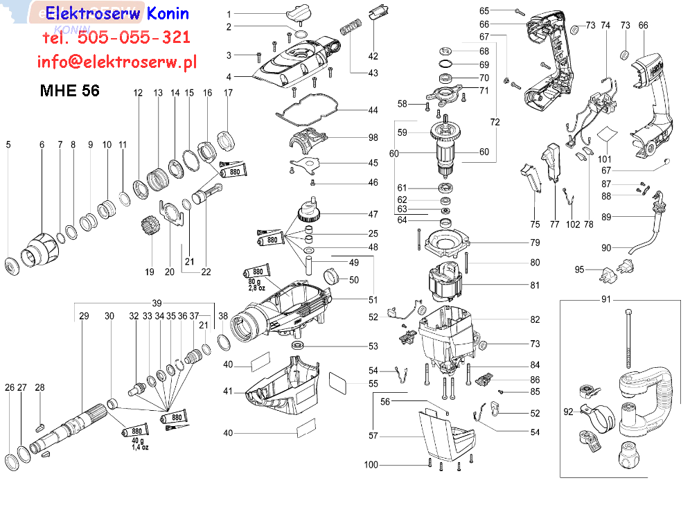 Metabo wirnik do młota KHE56 MHE 56 310009310