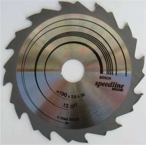 Tarcza pilarska Speedline Wood BOSCH 190x2,6x30  Nr kat. 2 608 640 800