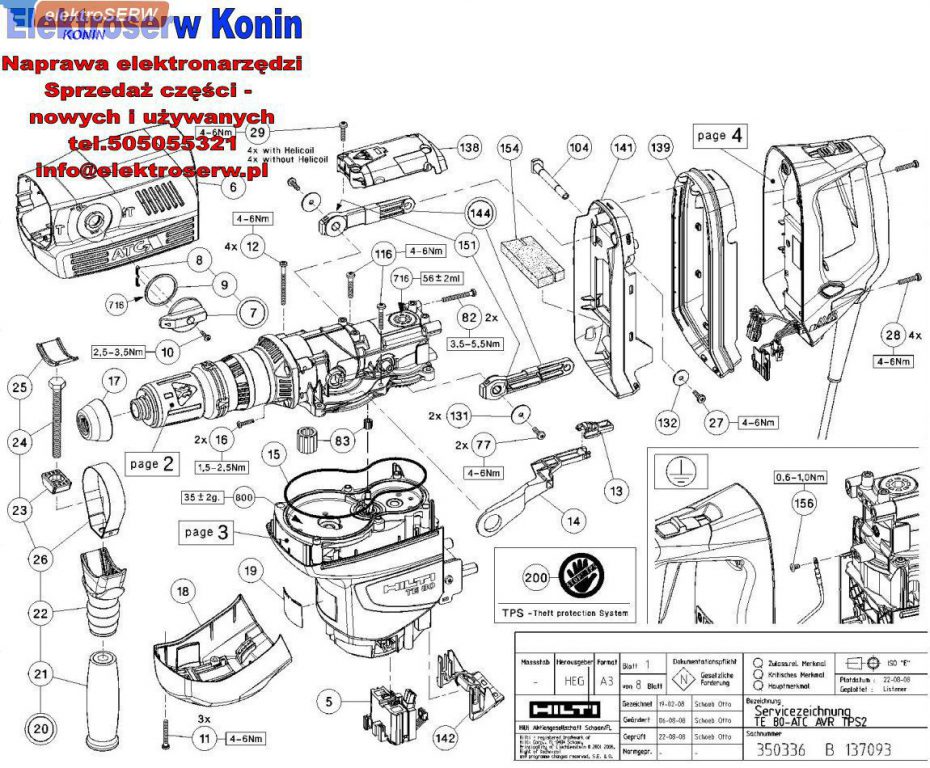 Hilti 74478 Wirnik TE 70-ATC 110V-127V do TE 80-ATC AVR TPS2