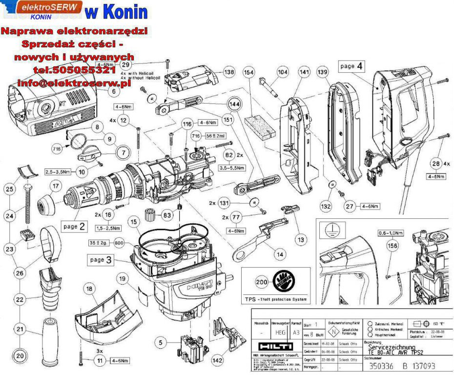 Hilti 366728 Koło zębate ATC V06h mach do TE 80-ATC AVR TPS2