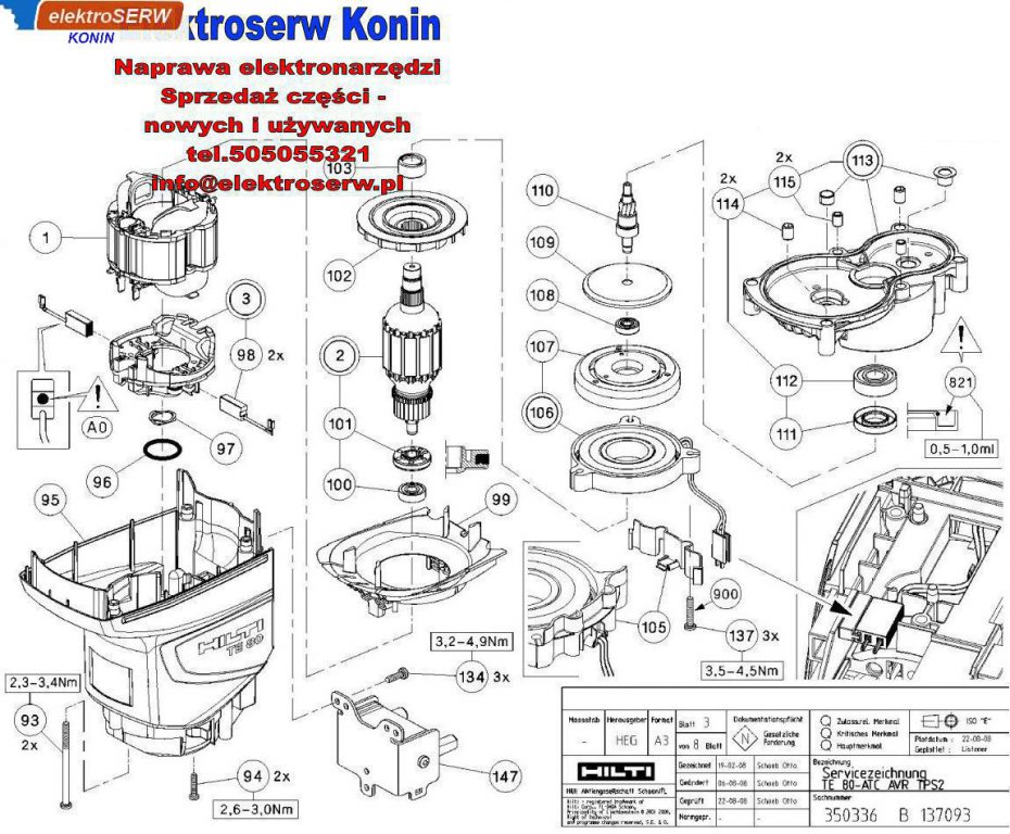 Hilti 366728 Koło zębate ATC V06h mach do TE 80-ATC AVR TPS2