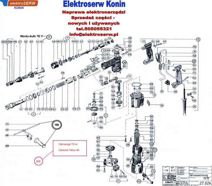 zębnik stożkowy do młota udarowego Hilti TE72 115V 72381 72102
