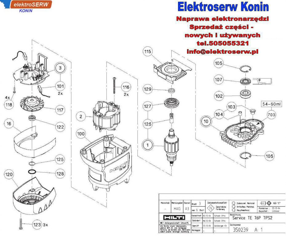 Zespół płyty łożyskowej do młotowiertarki HILTI TE 76P STD TPS2 330551 330523