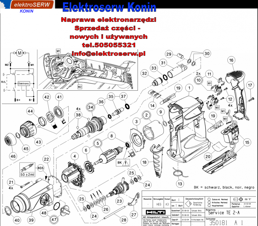 dźwignia nastawcza P / L młotowiertarki Hilti TE 2-A 346454 346651