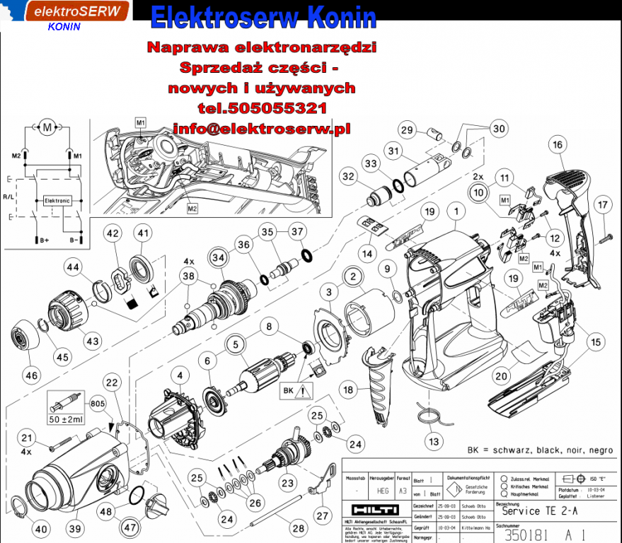 mechanizm udarowy kpl młotowiertarki Hilti TE 2-A 346454 354705