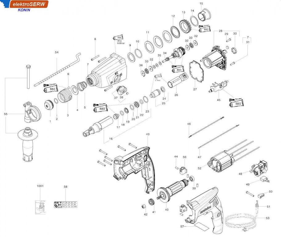 Metabo WODZIK do młotowiertarki KHE 2444 316051800 316045610