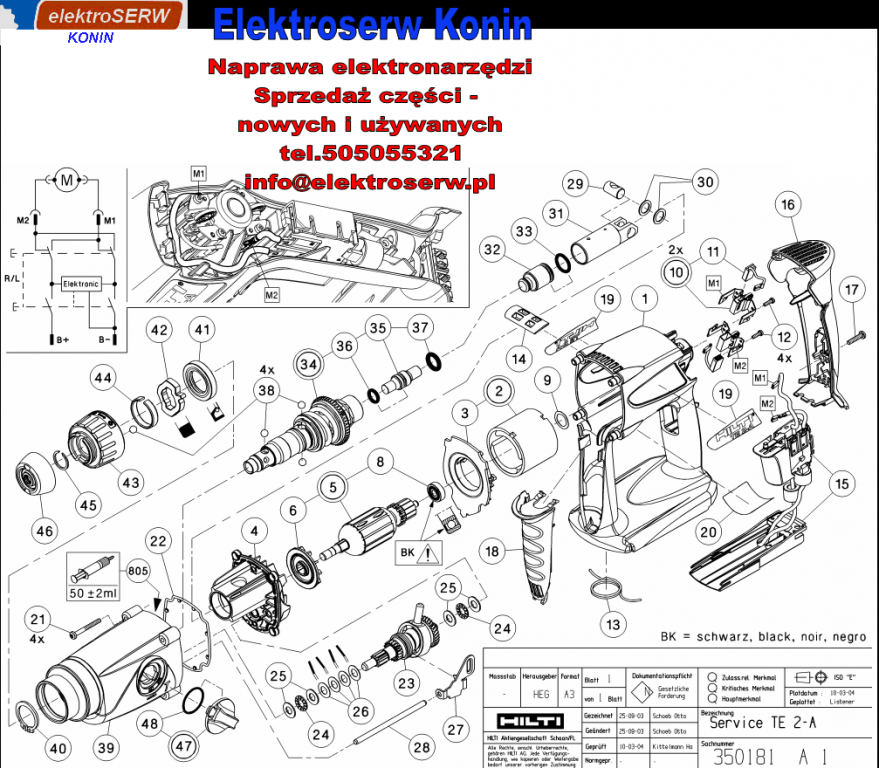 Szczotka węglowa 5x8,5x18 100V-120V AO do młotowiertarki HILTI TE 2 M 354544 265858