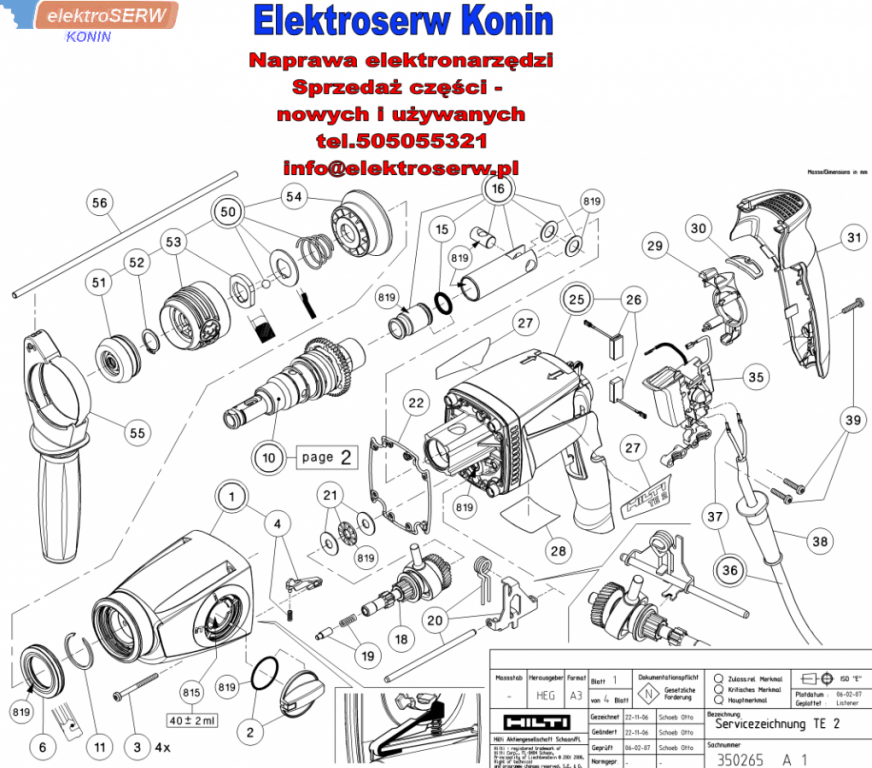 Mechanizm udarowy do młotowiertarki HILTI TE 2 327605 201568