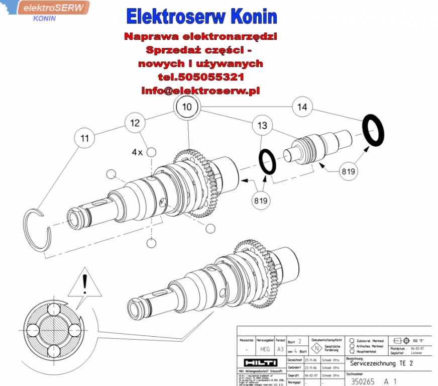 Mechanizm udarowy do młotowiertarki HILTI TE 2 327605 201568