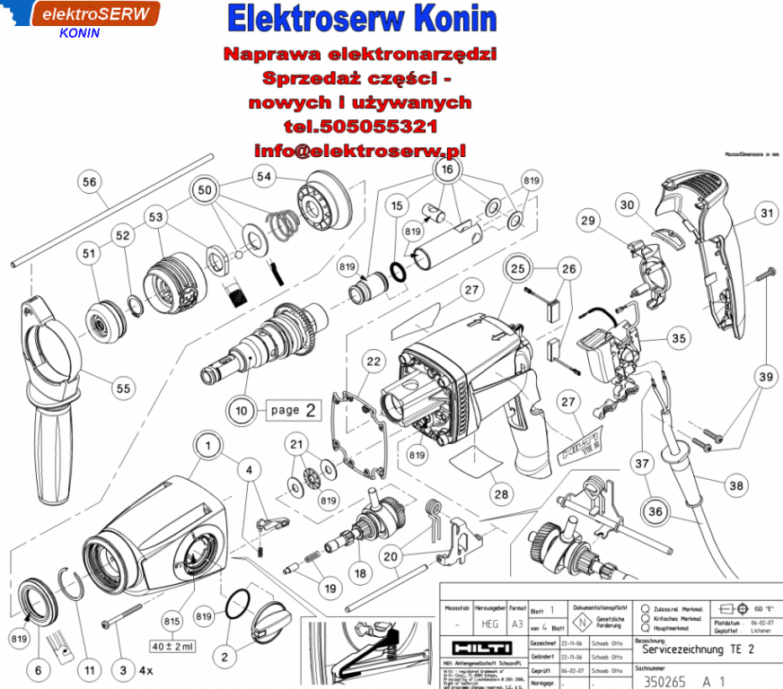 Przełącznik 100-120 V kompletdo młotowiertarki HILTI TE 2 327605 326847