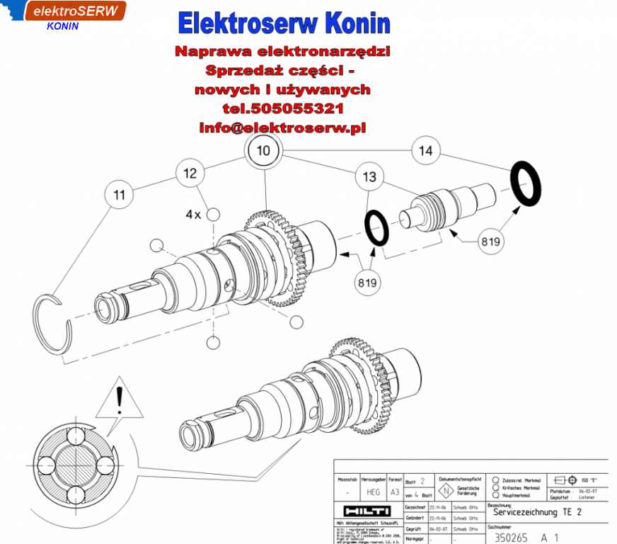 Pierścień zabezpieczający 17X1 do młotowiertarki HILTI TE 2 327605 74147