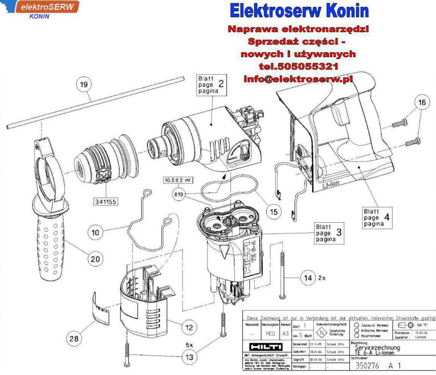 obudowa silnika TE 6-A do młotowiertarki akumulatorowej HILTI TE 6-A 203330 320147