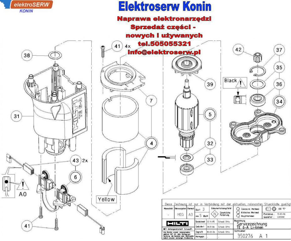 obudowa silnika TE 6-A do młotowiertarki akumulatorowej HILTI TE 6-A 203330 320147