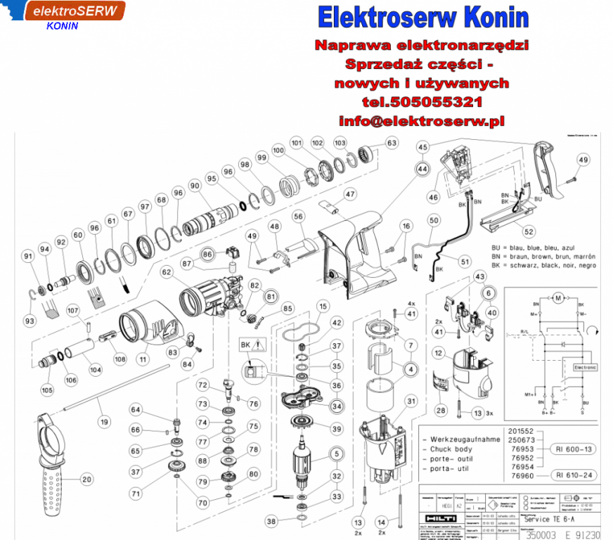 łożysko kulkowe 608 do młotowiertarki akumulatorowej HILTI TE 6-A 203330 201769