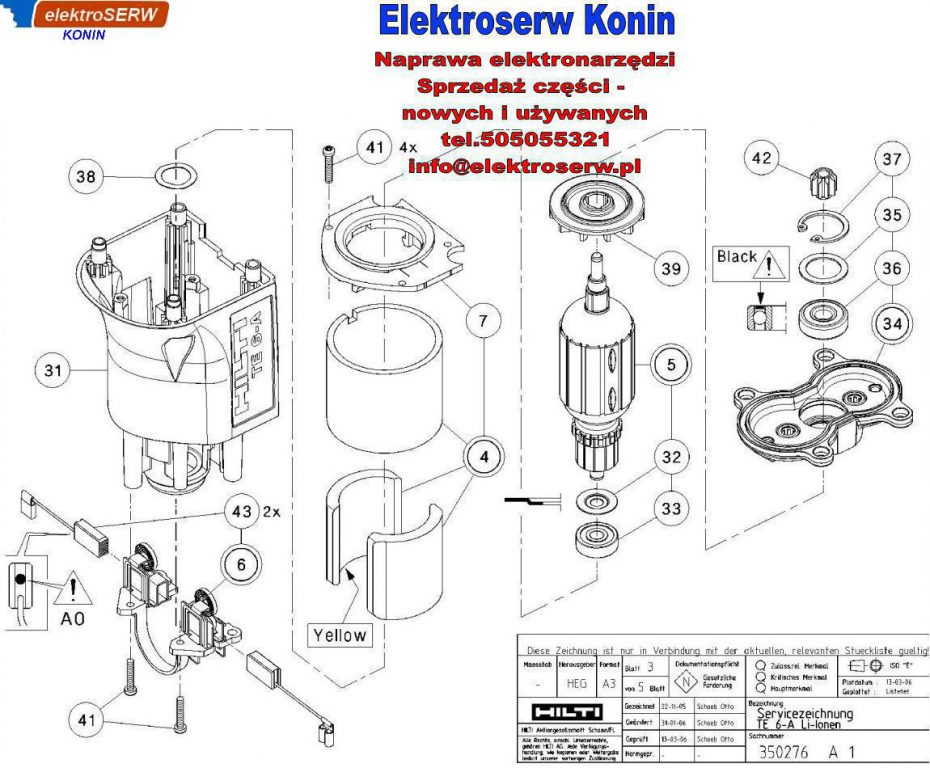 szczotka węglowa 5x10x18 do młotowiertarki akumulatorowej HILTI TE 6-A 203330 320181